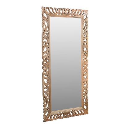 Margo Mirror in Natural Finished Handcarved Solid Wood