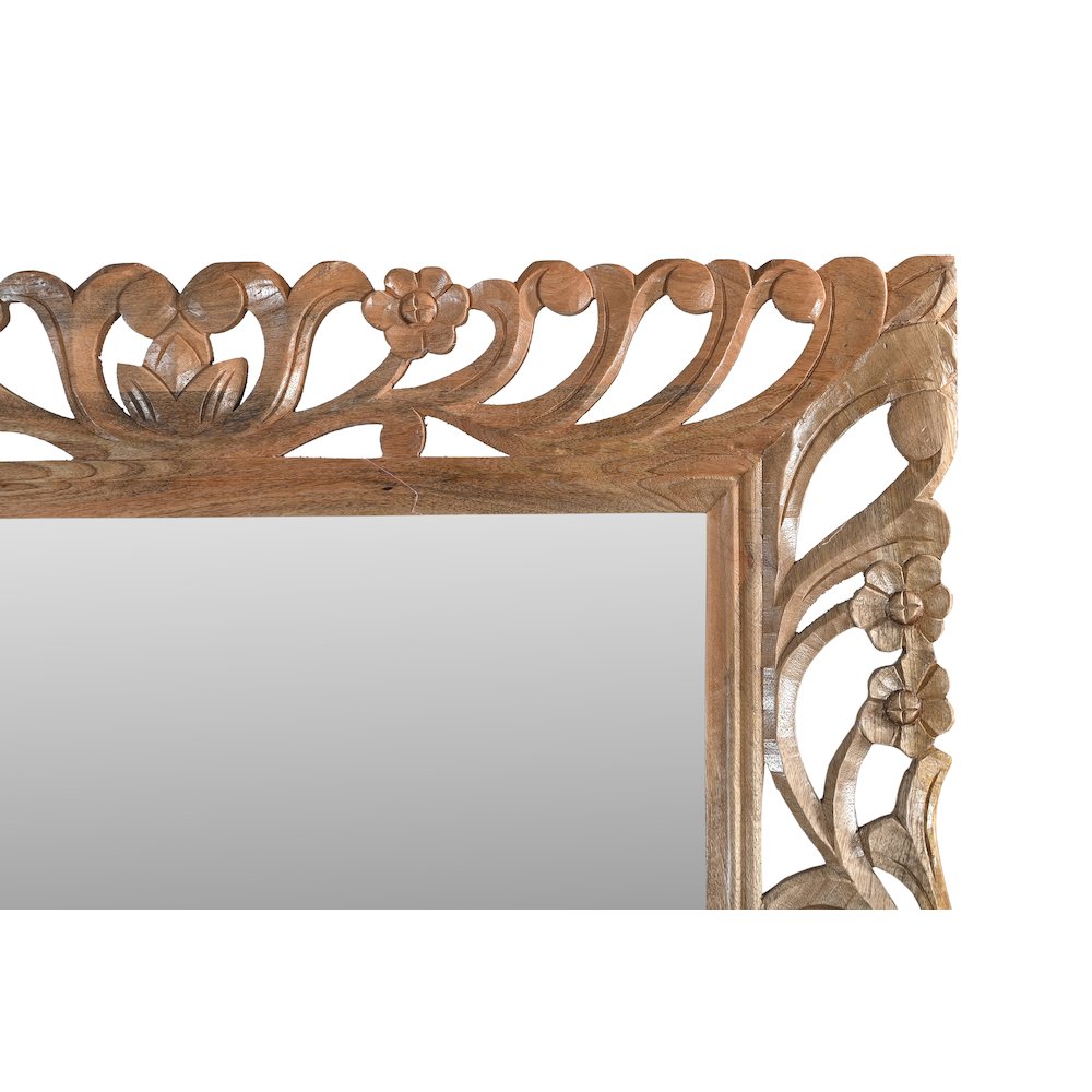Margo Mirror in Natural Finished Handcarved Solid Wood