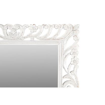 Margo Mirror in Distressed White Finished Handcarved Solid Wood