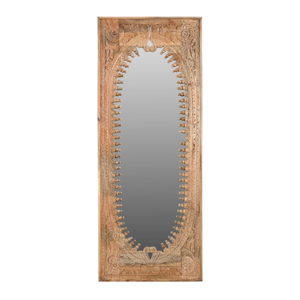 Kiara Mirror in Natural Finished Handcarved Solid Wood