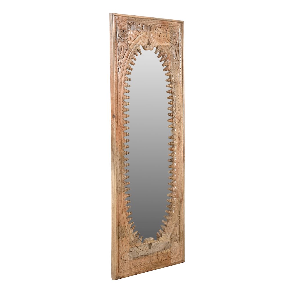 Kiara Mirror in Natural Finished Handcarved Solid Wood
