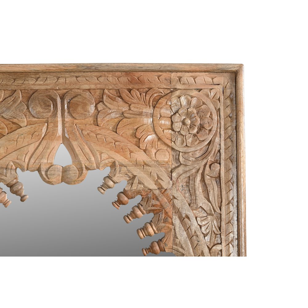 Kiara Mirror in Natural Finished Handcarved Solid Wood