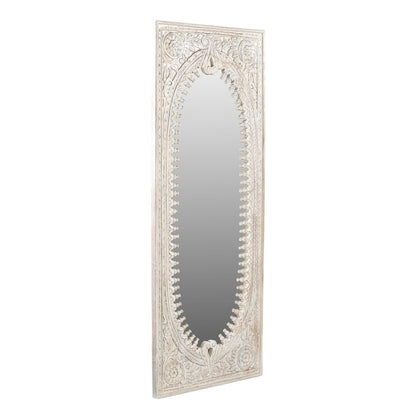 Kiara Mirror in Distressed White Finished Handcarved Solid Wood