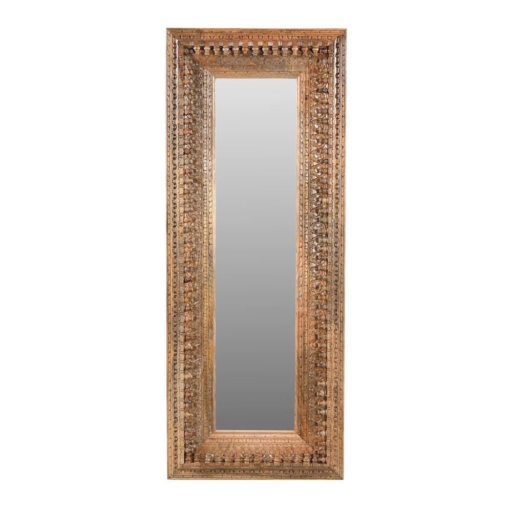 Ayla Mirror in Natural Finished Handcarved Solid Wood