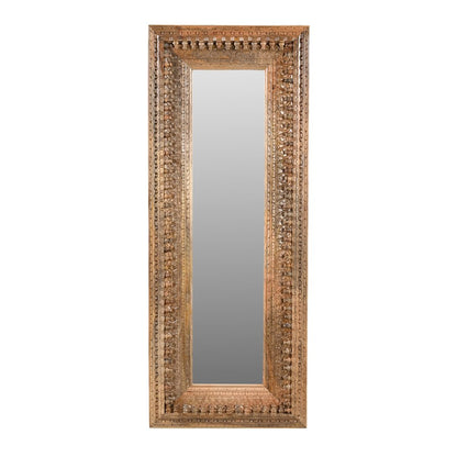 Ayla Mirror in Natural Finished Handcarved Solid Wood