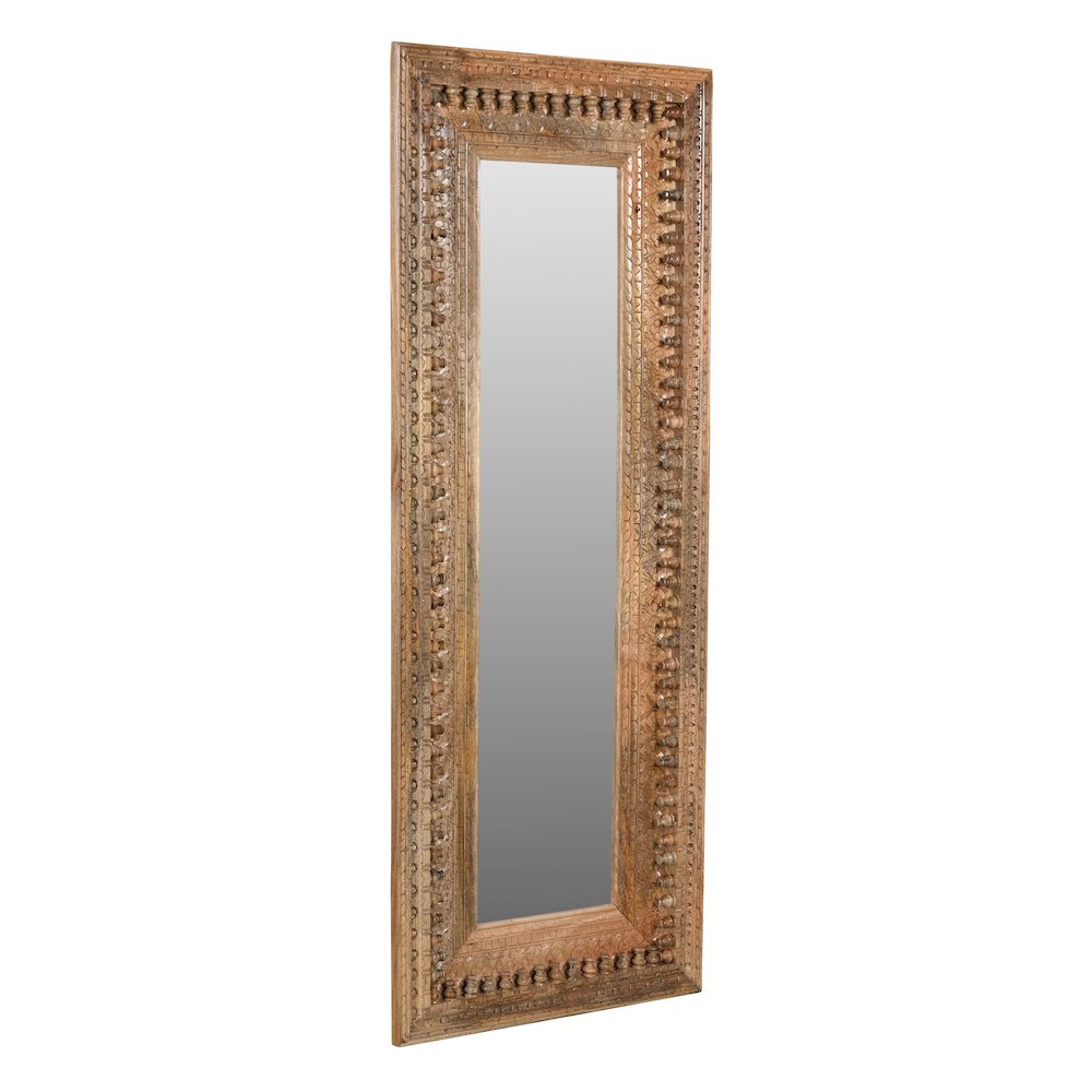 Ayla Mirror in Natural Finished Handcarved Solid Wood