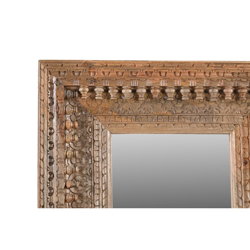 Ayla Mirror in Natural Finished Handcarved Solid Wood