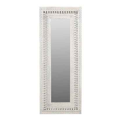 Ayla Mirror in Distressed White Finished Handcarved Solid Wood