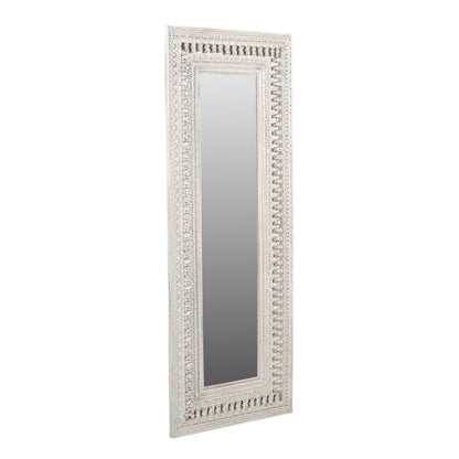 Ayla Mirror in Distressed White Finished Handcarved Solid Wood