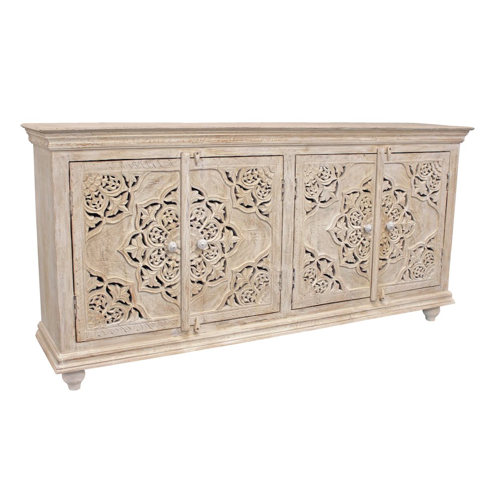 Carter Eagle 4-Door Sideboard in Distressed White