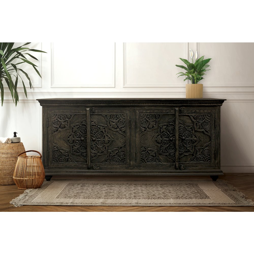 Carter Eagle 4-Door Sideboard in Distressed Gray