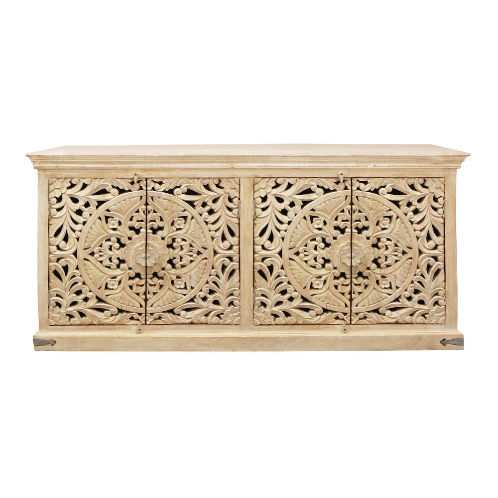Carter Flores 4-Door Sideboard in Distressed White