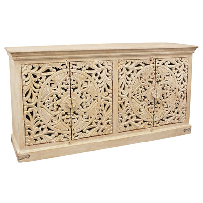 Carter Flores 4-Door Sideboard in Distressed White