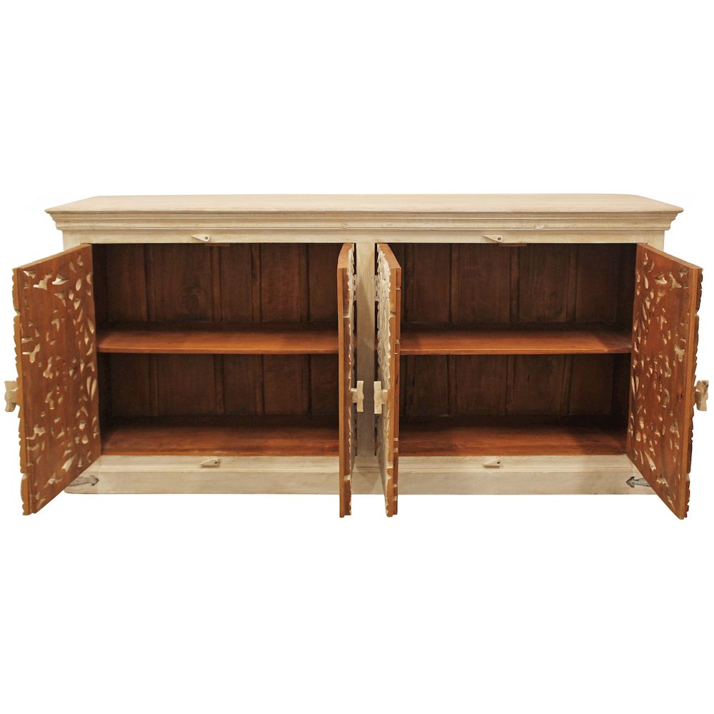 Carter Flores 4-Door Sideboard in Distressed White