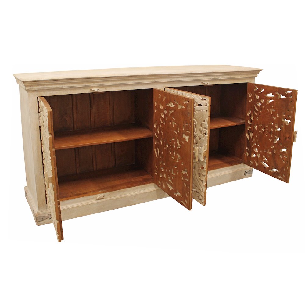 Carter Flores 4-Door Sideboard in Distressed White