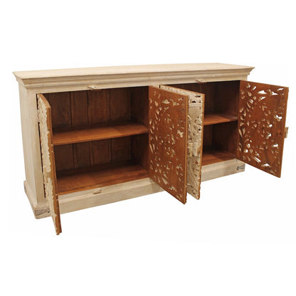 Carter Flores 4-Door Sideboard in Distressed White