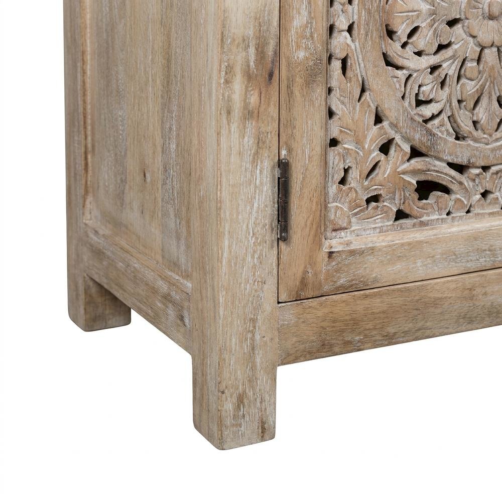 Solid Mango Wood TV Console Sideboard Cabinet with 4 Doors with Storage, Natural