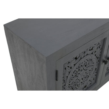 Weatherly 2-Door Accent Cabinet with Hand-Carved Doors in Gray