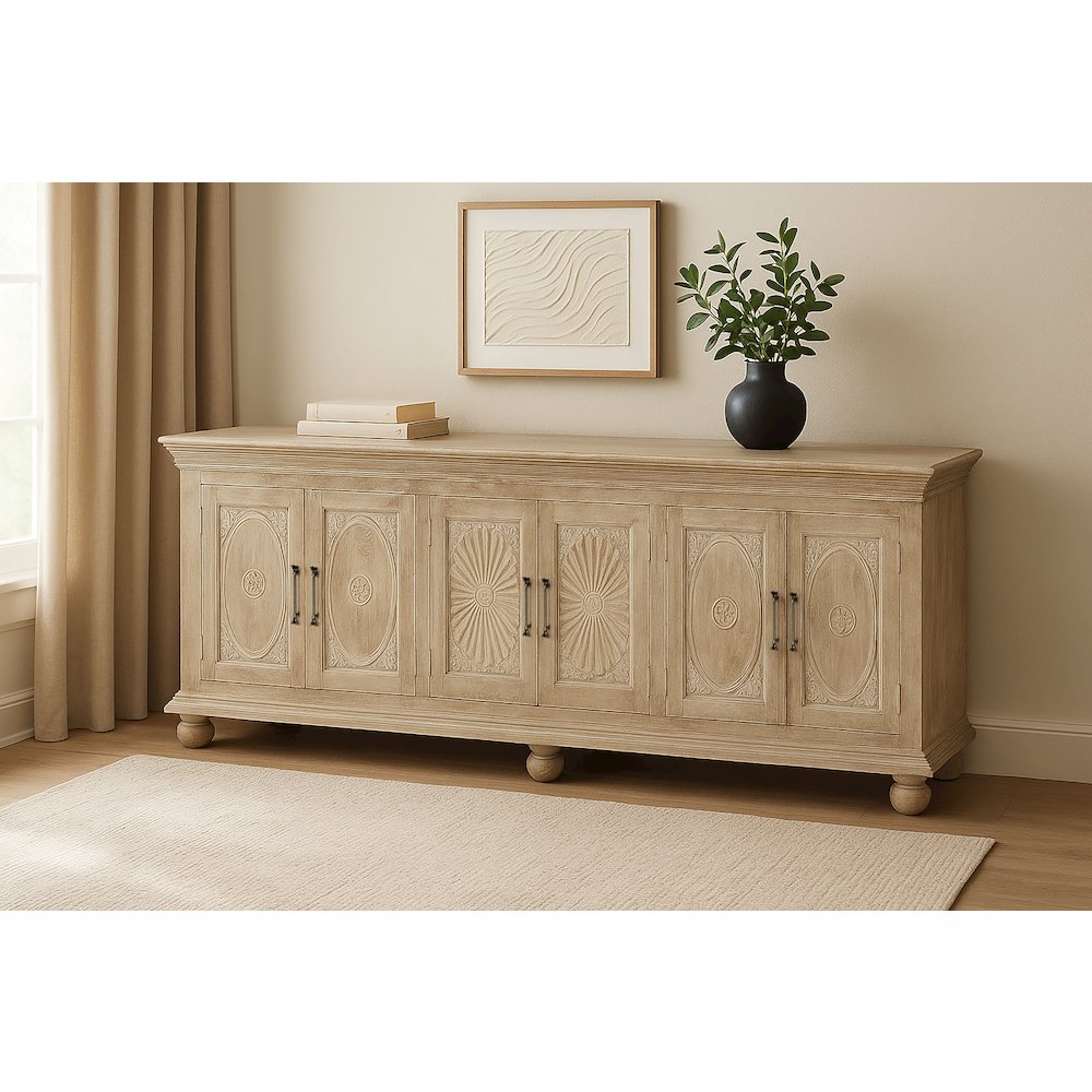 Athena 6-Door Sideboard in Distressed White