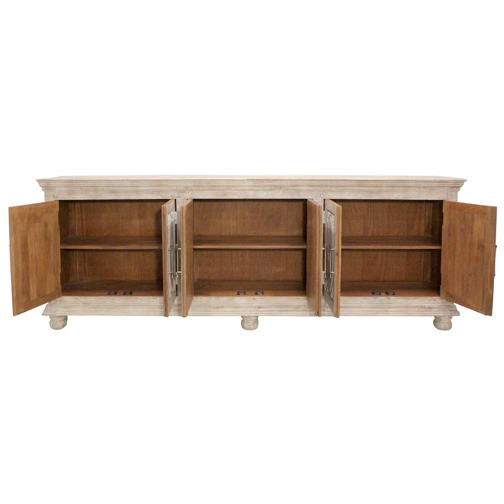 Athena 6-Door Sideboard in Distressed White