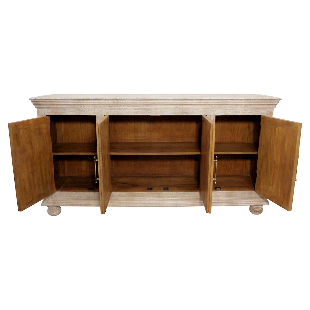 Carter 4-Door Sideboard in Distressed White on Solid Wood