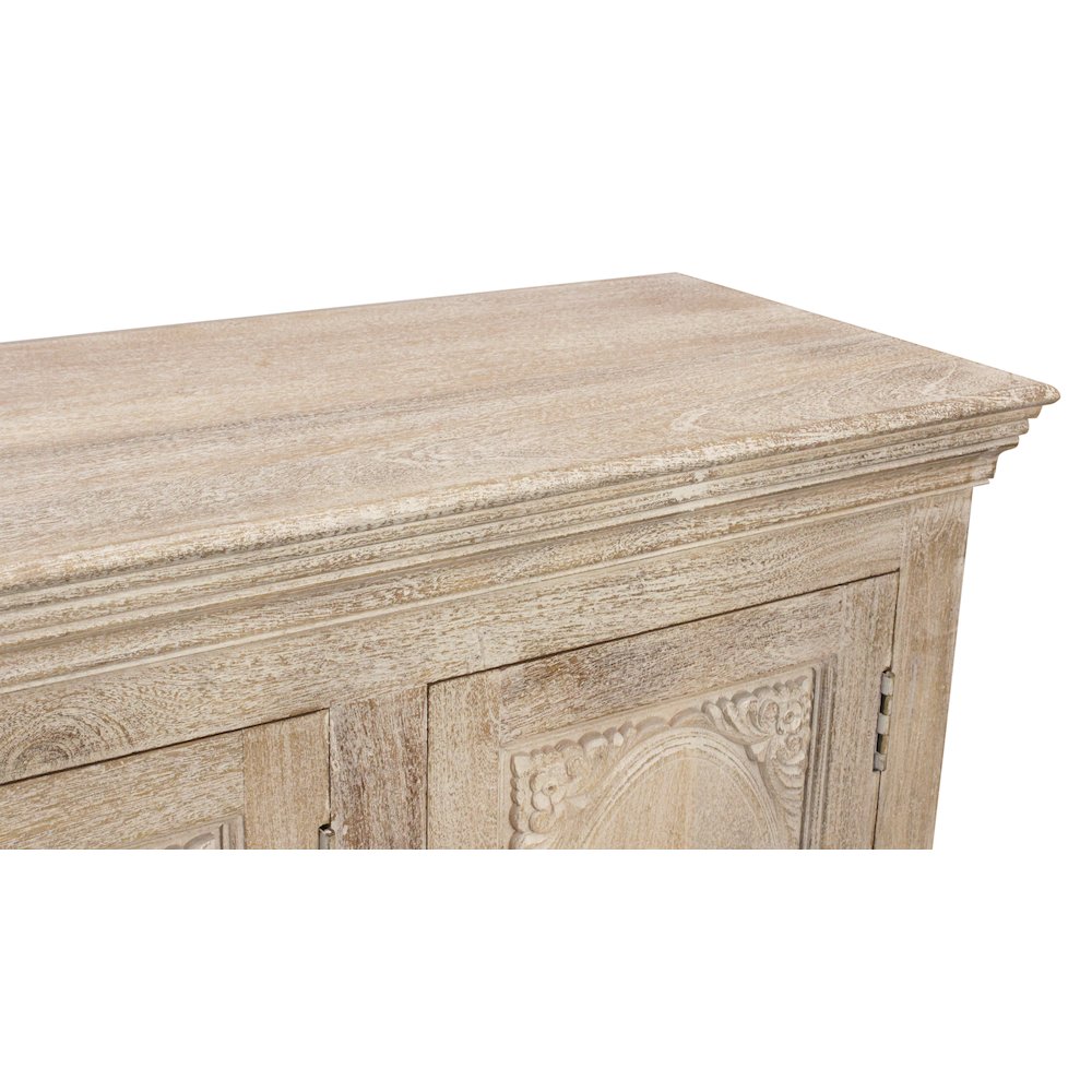 Carter 4-Door Sideboard in Distressed White on Solid Wood
