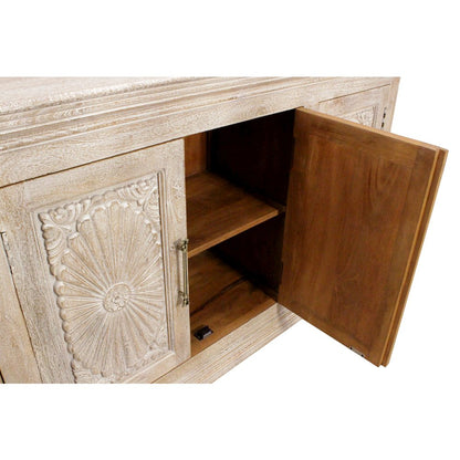 Carter 4-Door Sideboard in Distressed White on Solid Wood