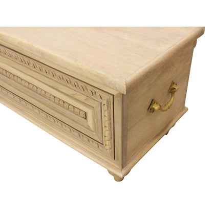 Noelle 71" Storage Bench in Distressed White on Teak Wood