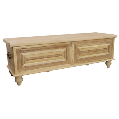 Noelle 55" Storage Bench in Distressed White on Teak Wood