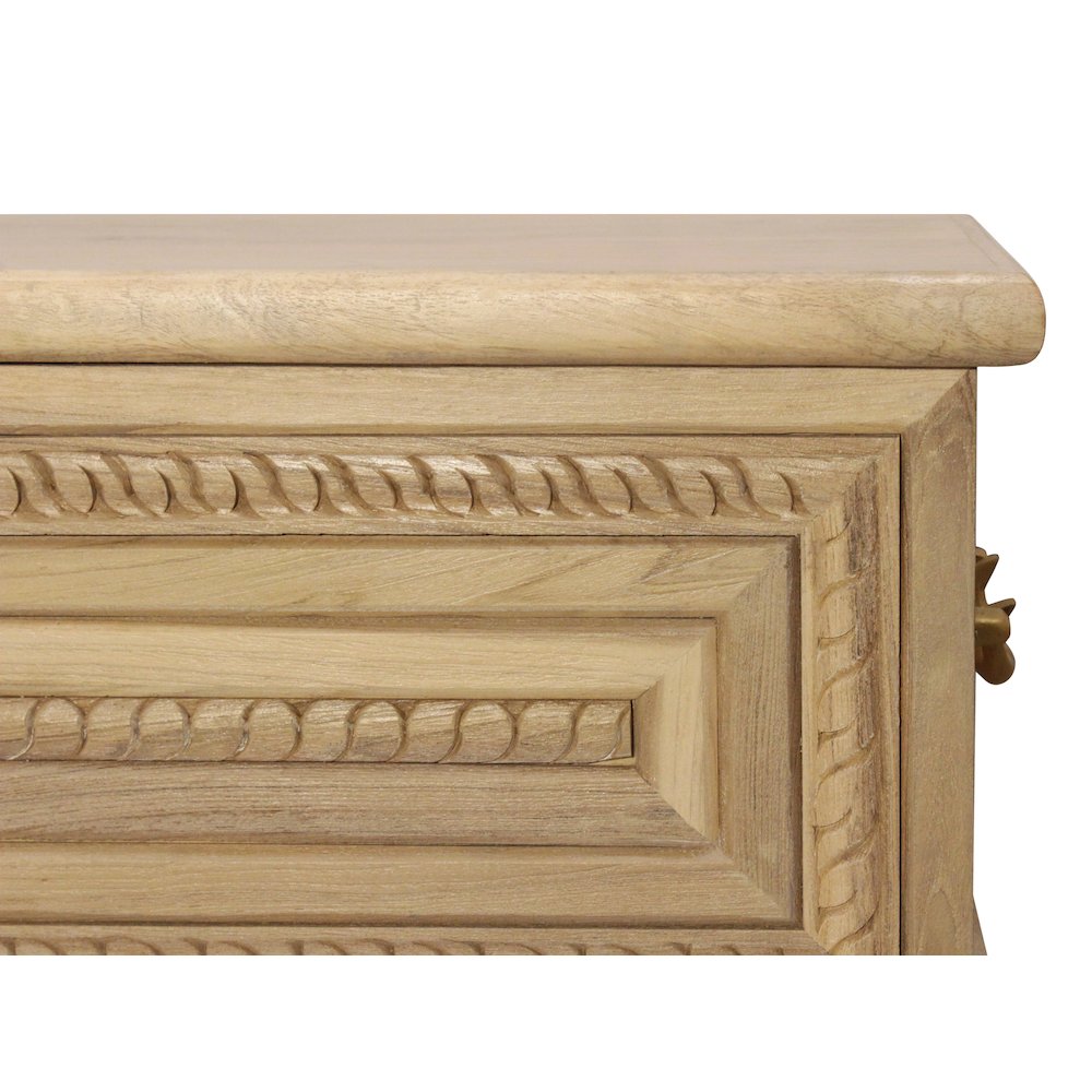 Noelle 55" Storage Bench in Distressed White on Teak Wood