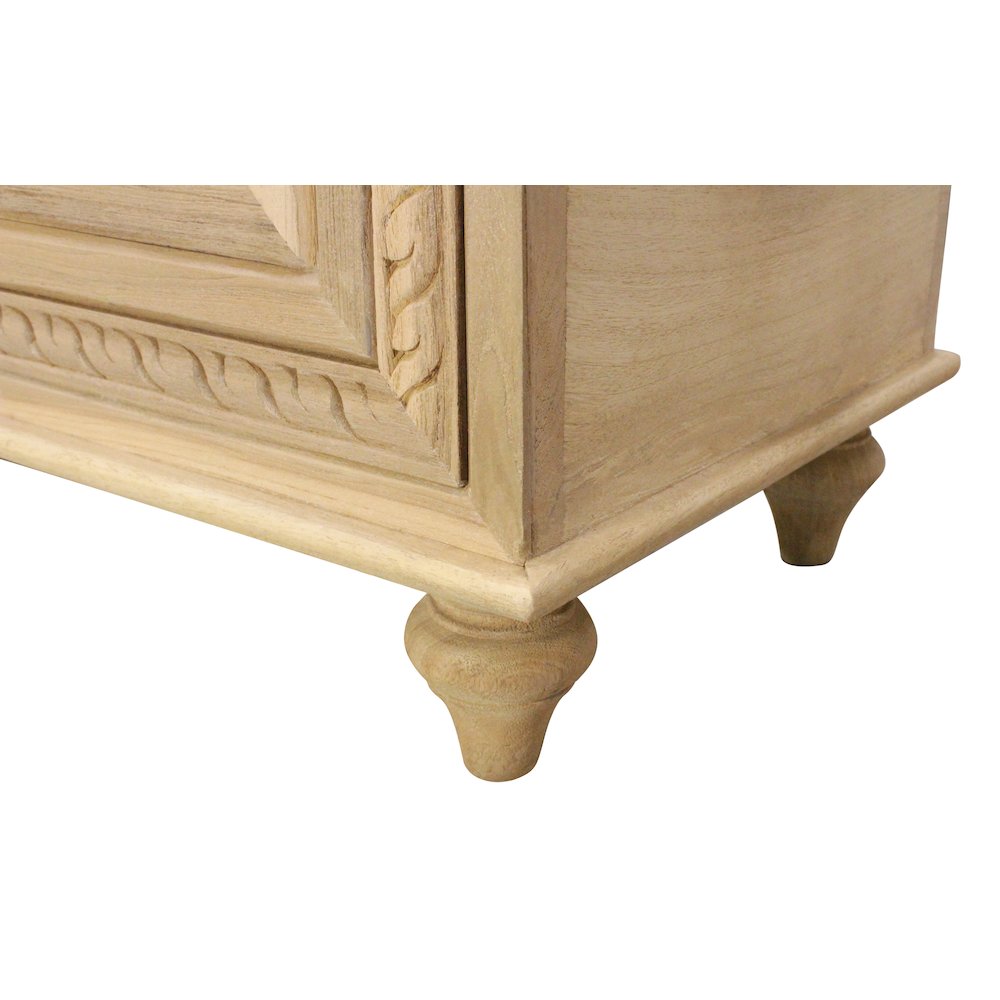 Noelle 55" Storage Bench in Distressed White on Teak Wood