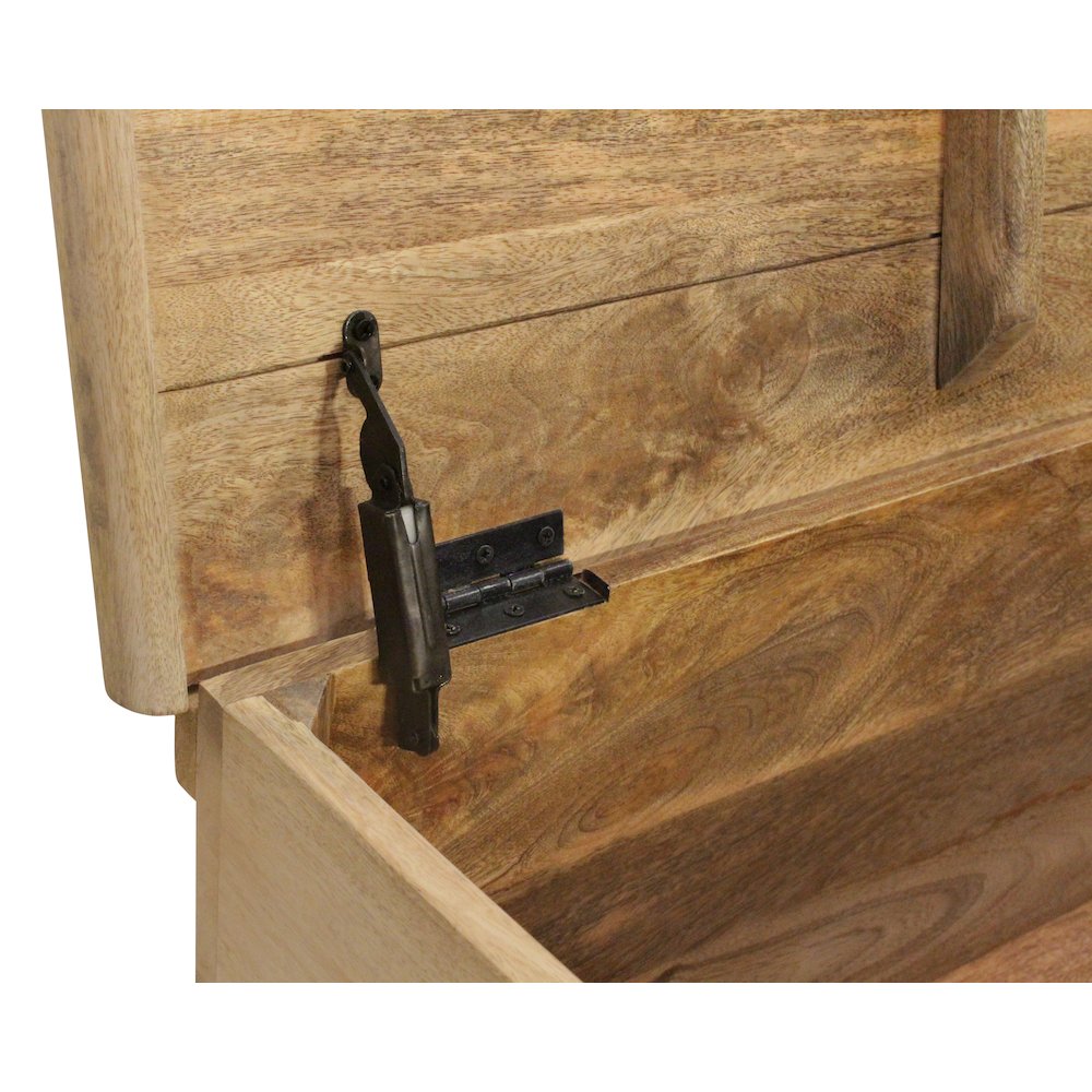 Noelle 55" Storage Bench in Distressed White on Teak Wood
