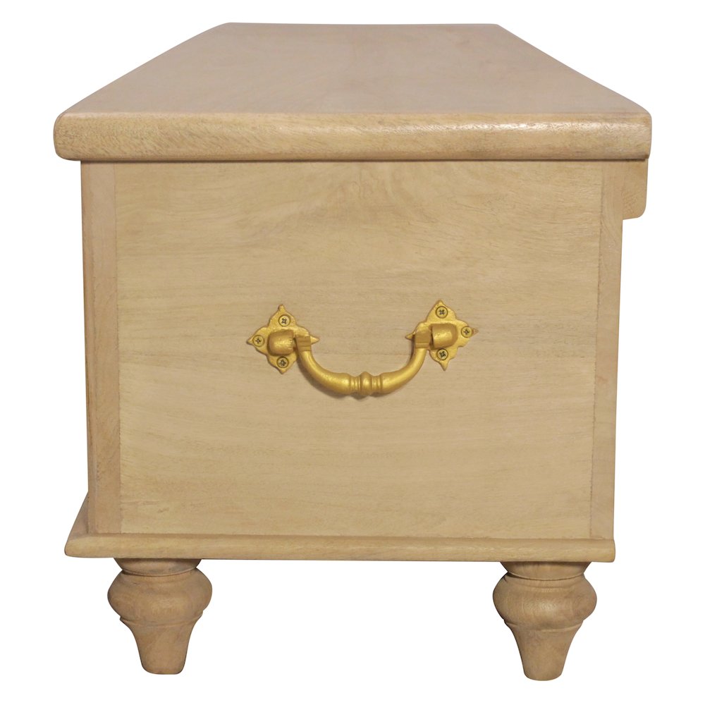 Noelle 55" Storage Bench in Distressed White on Teak Wood