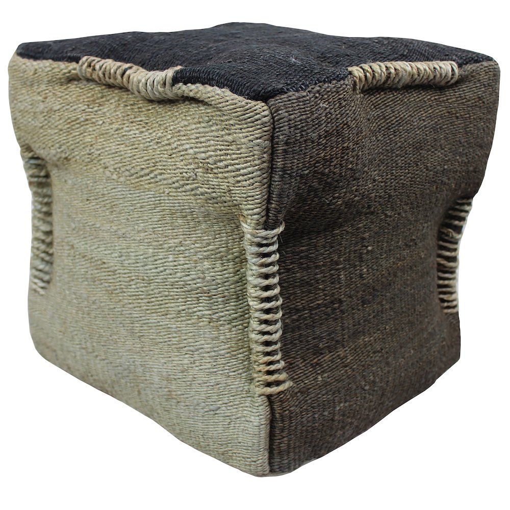 Andy Pouf in Taupe and Beige Jute