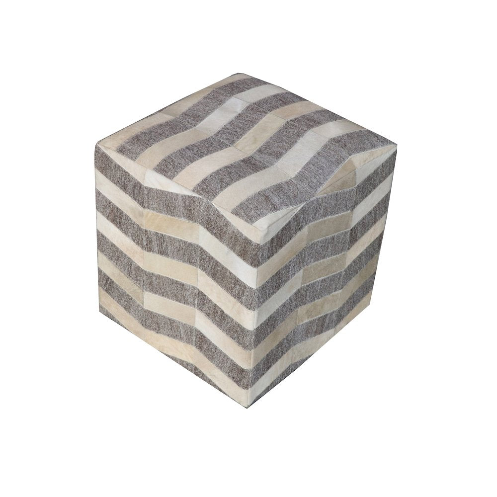 Kobe Pouf in Gray and Beige Hair on Hide