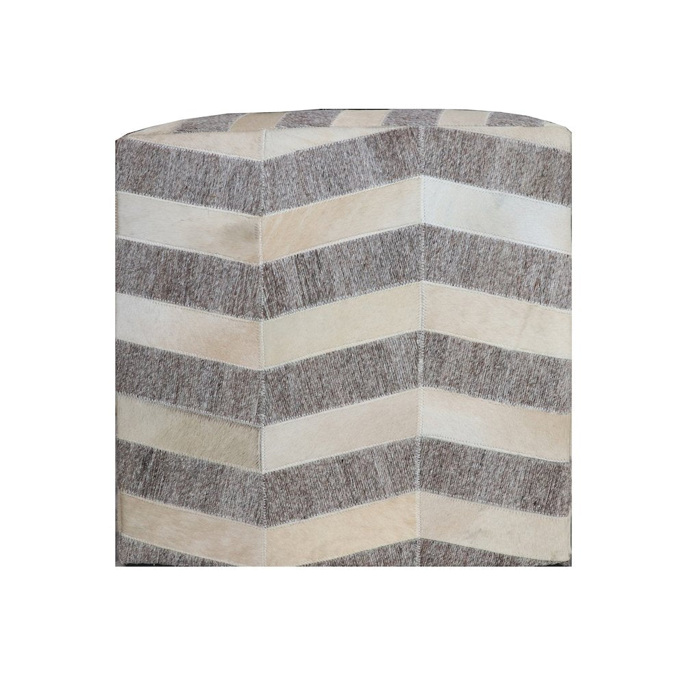 Kobe Pouf in Gray and Beige Hair on Hide