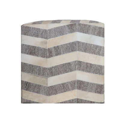 Kobe Pouf in Gray and Beige Hair on Hide