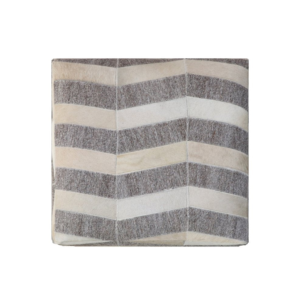 Kobe Pouf in Gray and Beige Hair on Hide