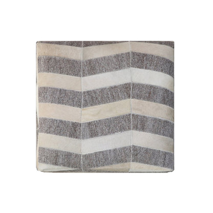 Kobe Pouf in Gray and Beige Hair on Hide
