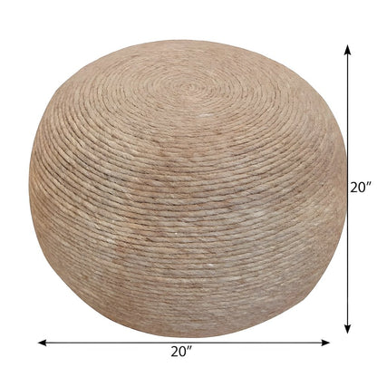 Wool-Upholstered Pouf Ottoman Foot Rest Stool for Living Room, Beige