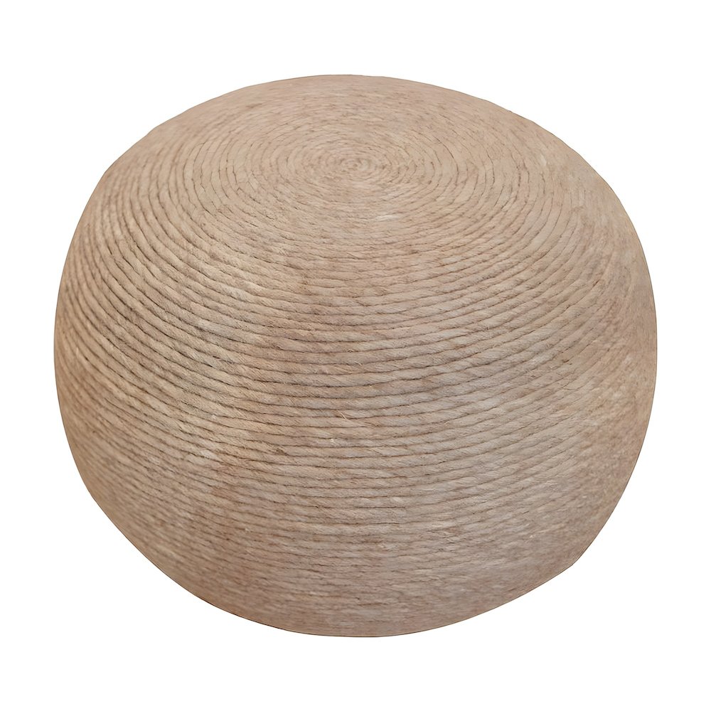 Wool-Upholstered Pouf Ottoman Foot Rest Stool for Living Room, Beige