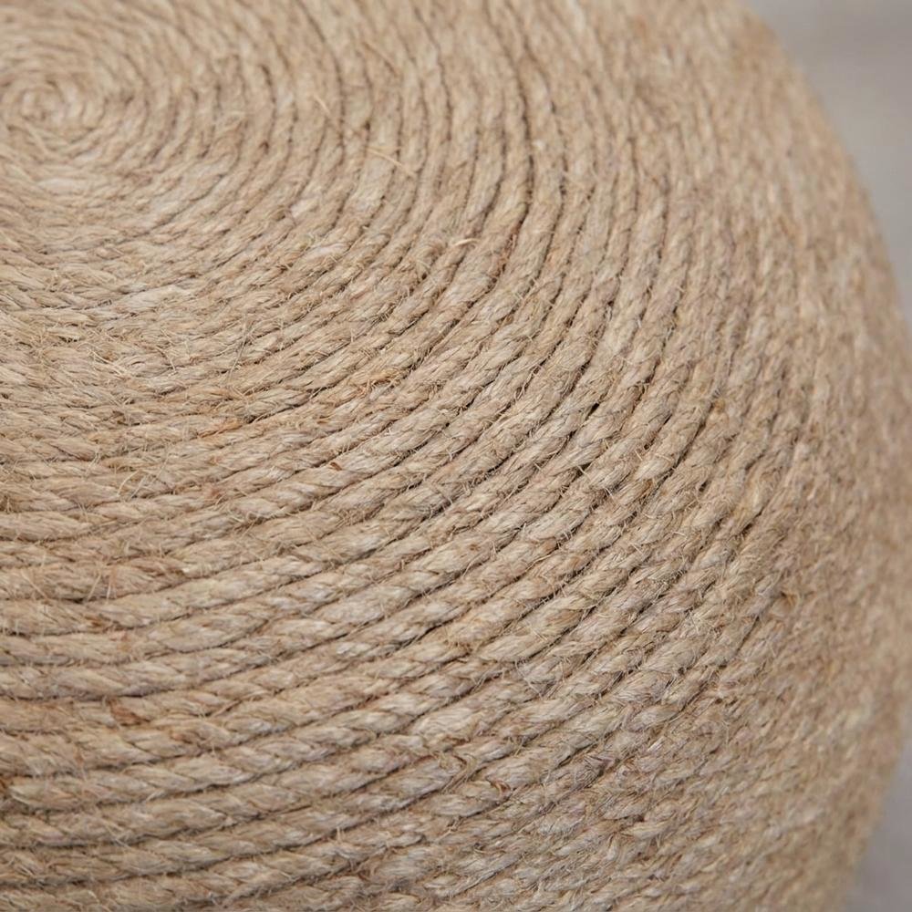 Wool-Upholstered Pouf Ottoman Foot Rest Stool for Living Room, Beige