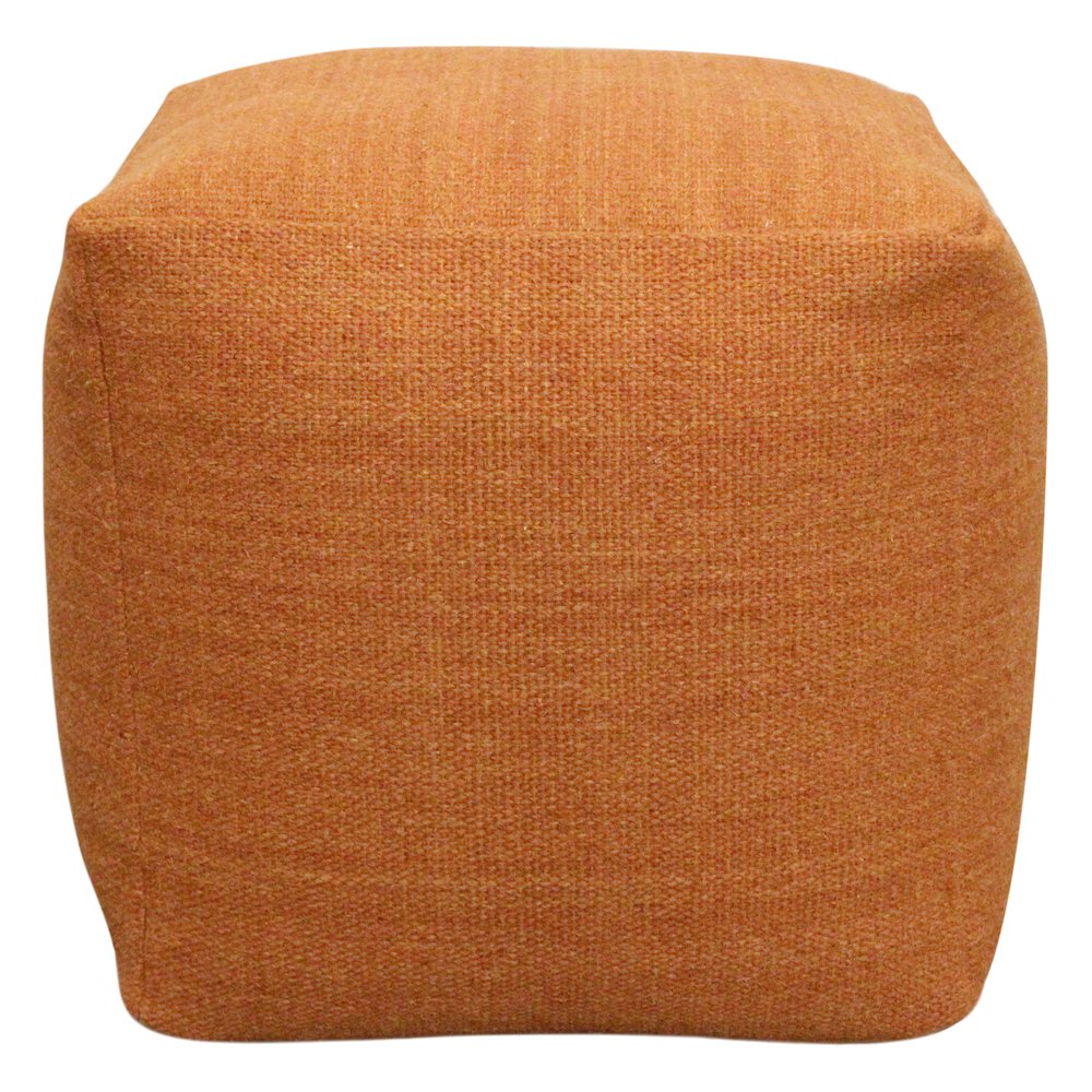 Remi Wool Pouf in Orange