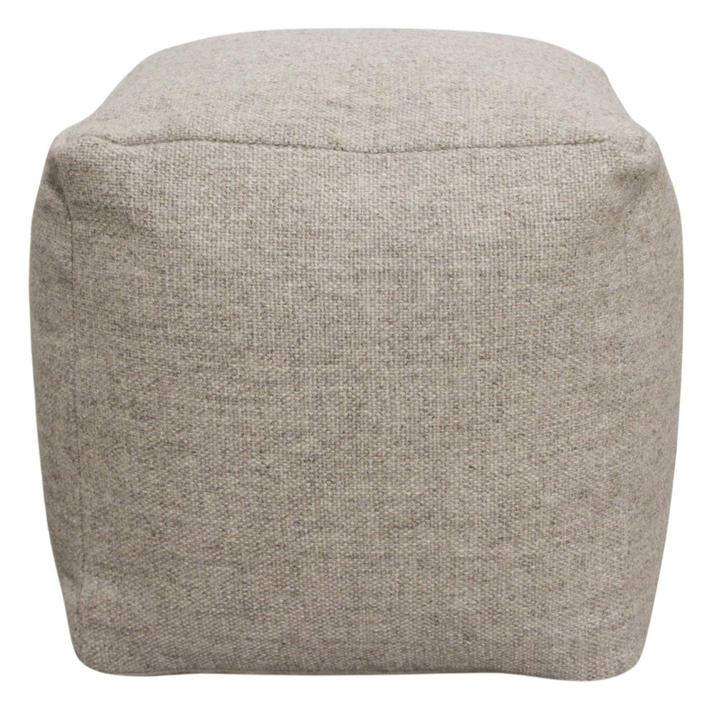 Remi Wool Pouf in Silver