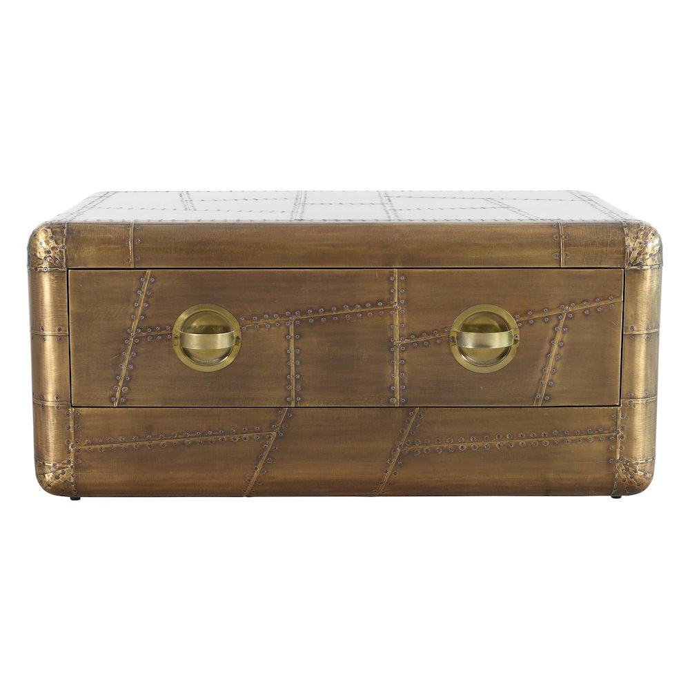 Pilot 1-Drawer Cocktail Table in Brass