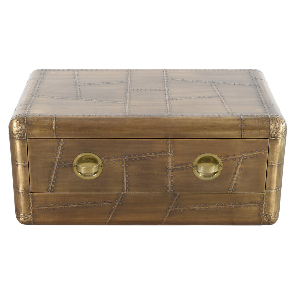 Pilot 1-Drawer Cocktail Table in Brass