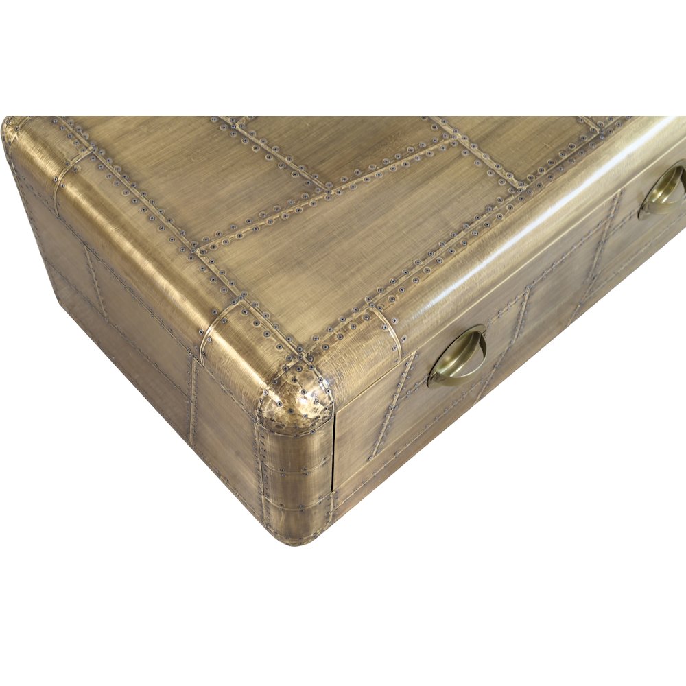 Pilot 1-Drawer Cocktail Table in Brass
