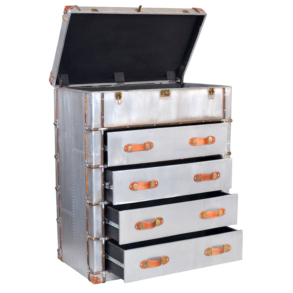 Pilot 4-Drawer Chest with Leather Accents
