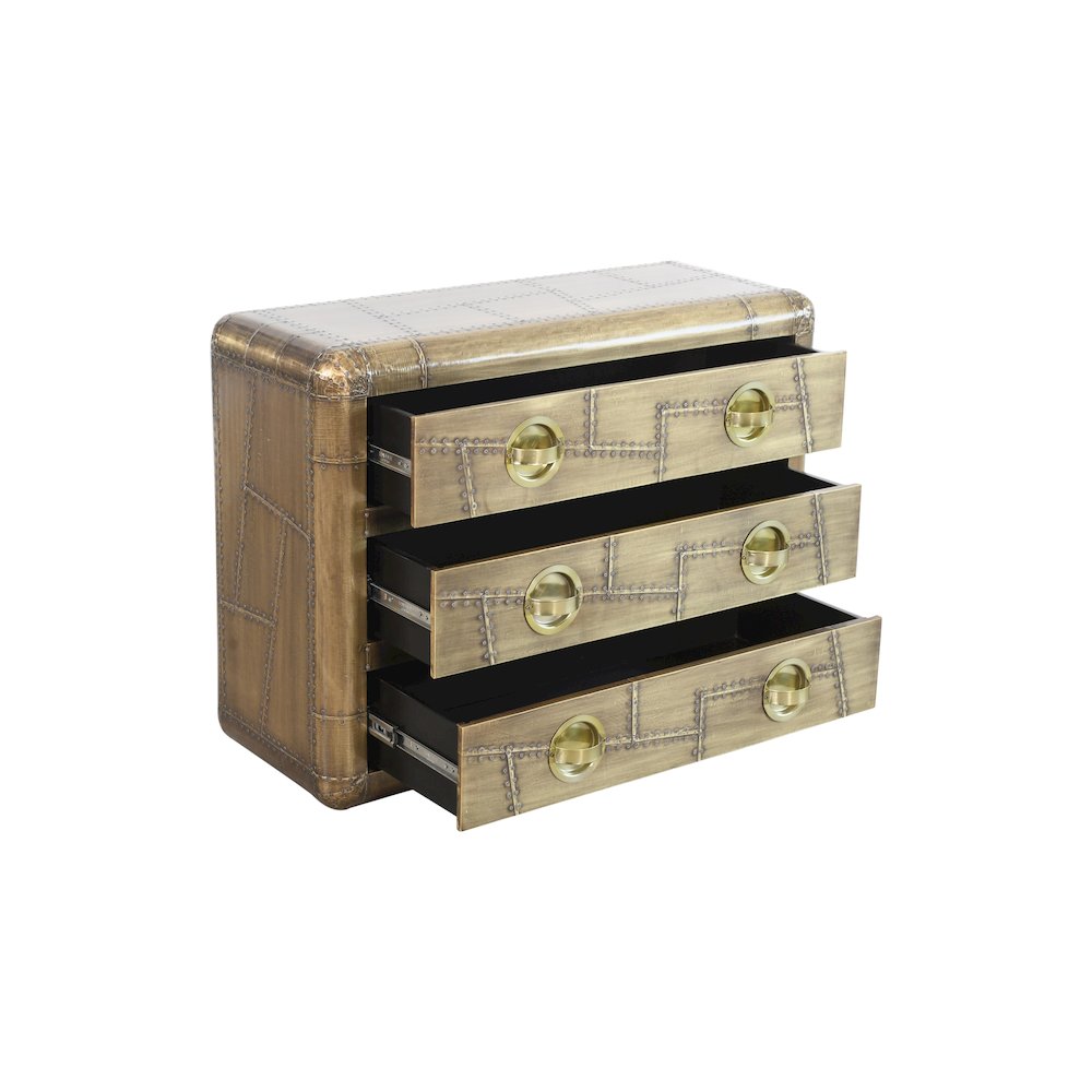 Pilot 3-Drawer Chest in Brass