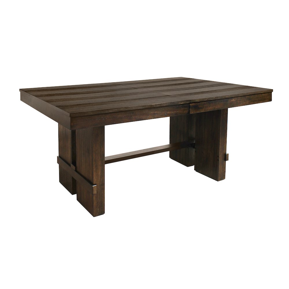 Dale Extendable Dining Table in Solid Acacia Wood with Antique Brown Finish